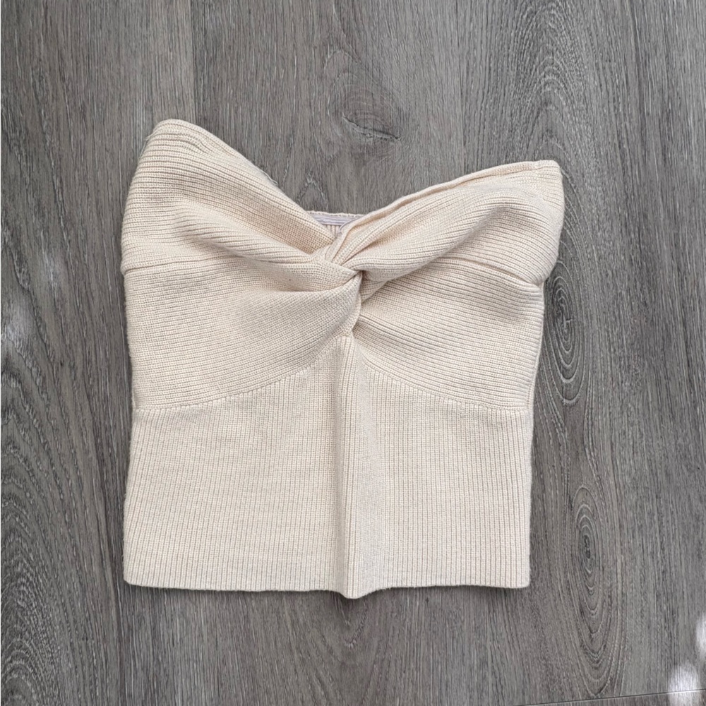Forever 21 Cream Ribbed Crop Top